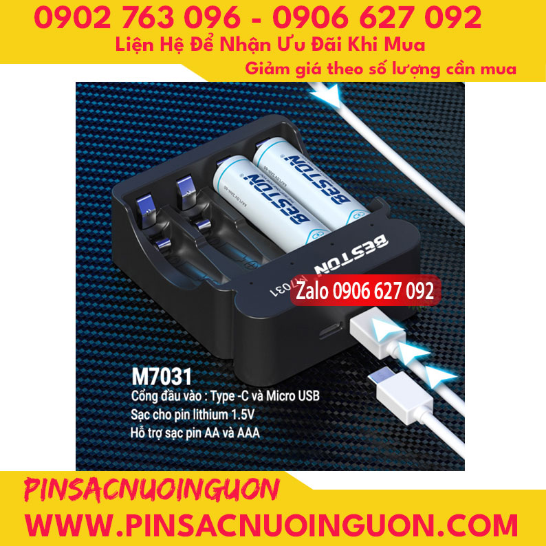 Bộ sạc pin Beston dành cho pin AA AAA Lithium 1.5V M7031, bộ sạc thông minh