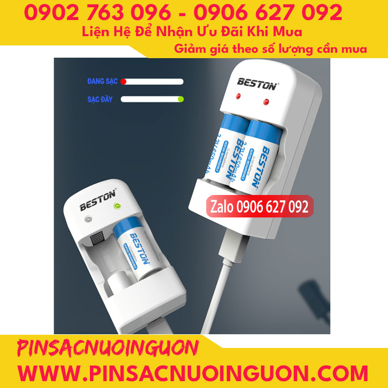 Bộ Sạc Beston CD643 kèm 02 viên pin RCR123A 650mAh