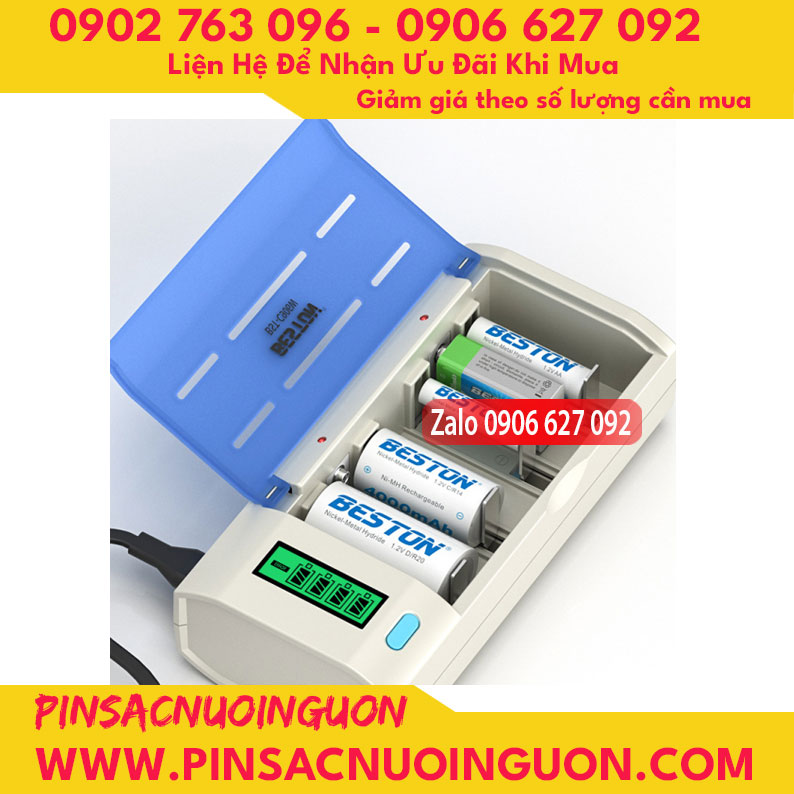 Bộ sạc pin đa năng Beston C906W/C821BW sạc cho nhiều loại pin Ni-MH